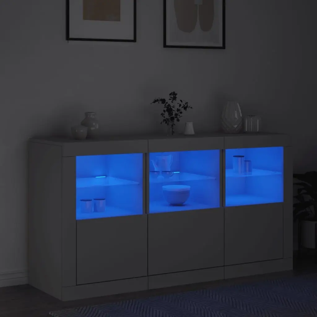 White Sideboard with RGB LED Lights for Living Spaces