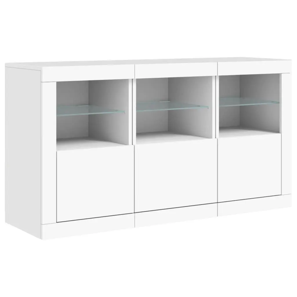 White Sideboard with RGB LED Lights for Living Spaces