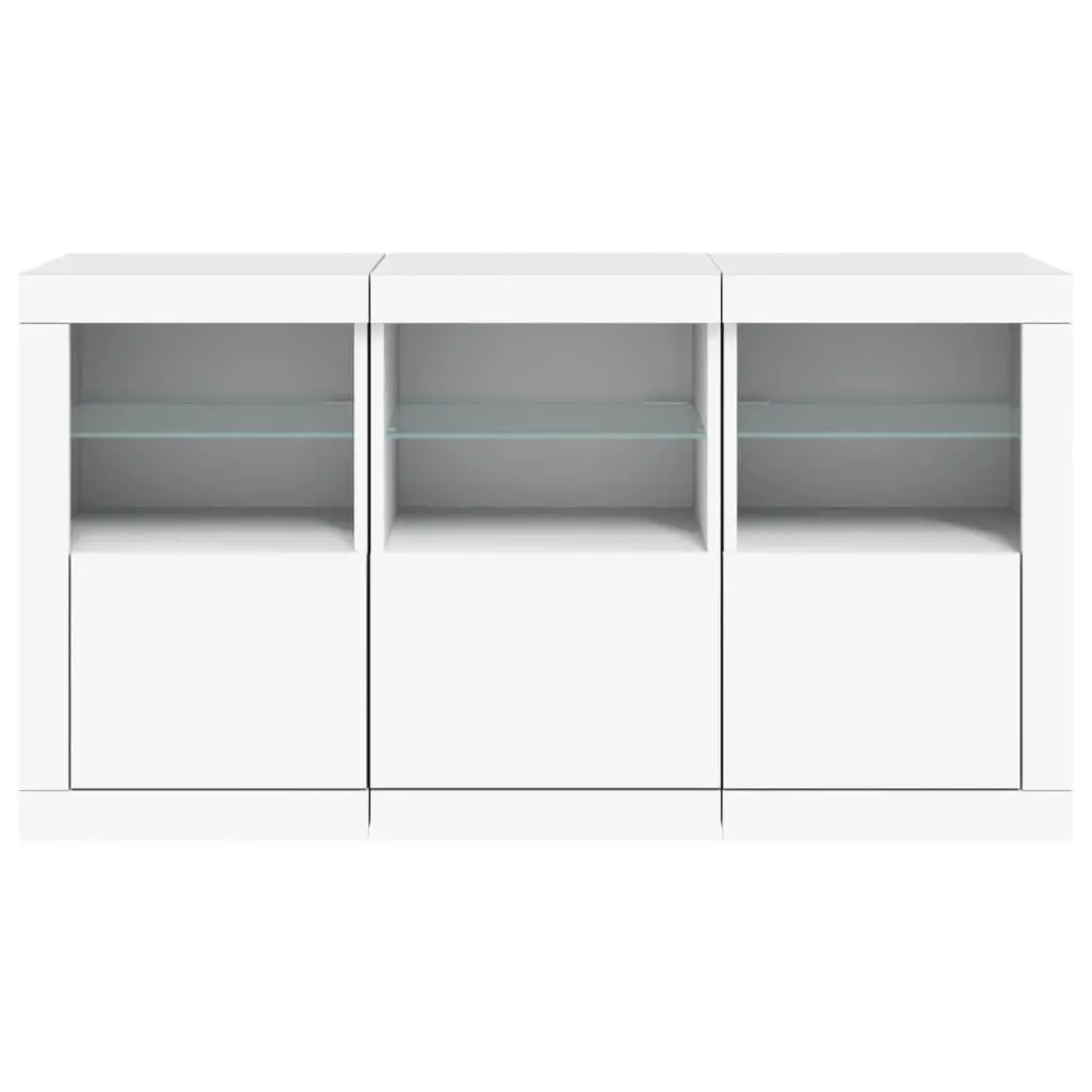 White Sideboard with RGB LED Lights for Living Spaces