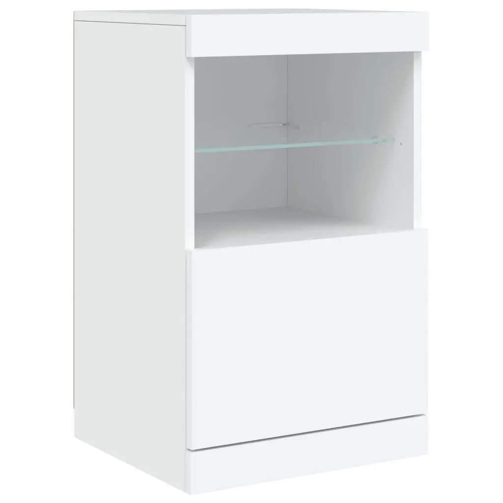 White Sideboard with RGB LED Lights for Living Spaces