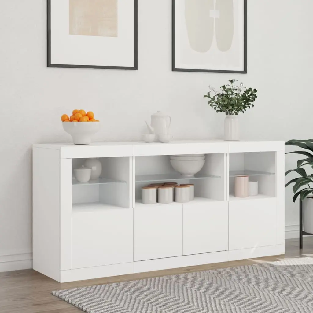 White Sideboard with RGB LED Lighting 142.5x37x67cm