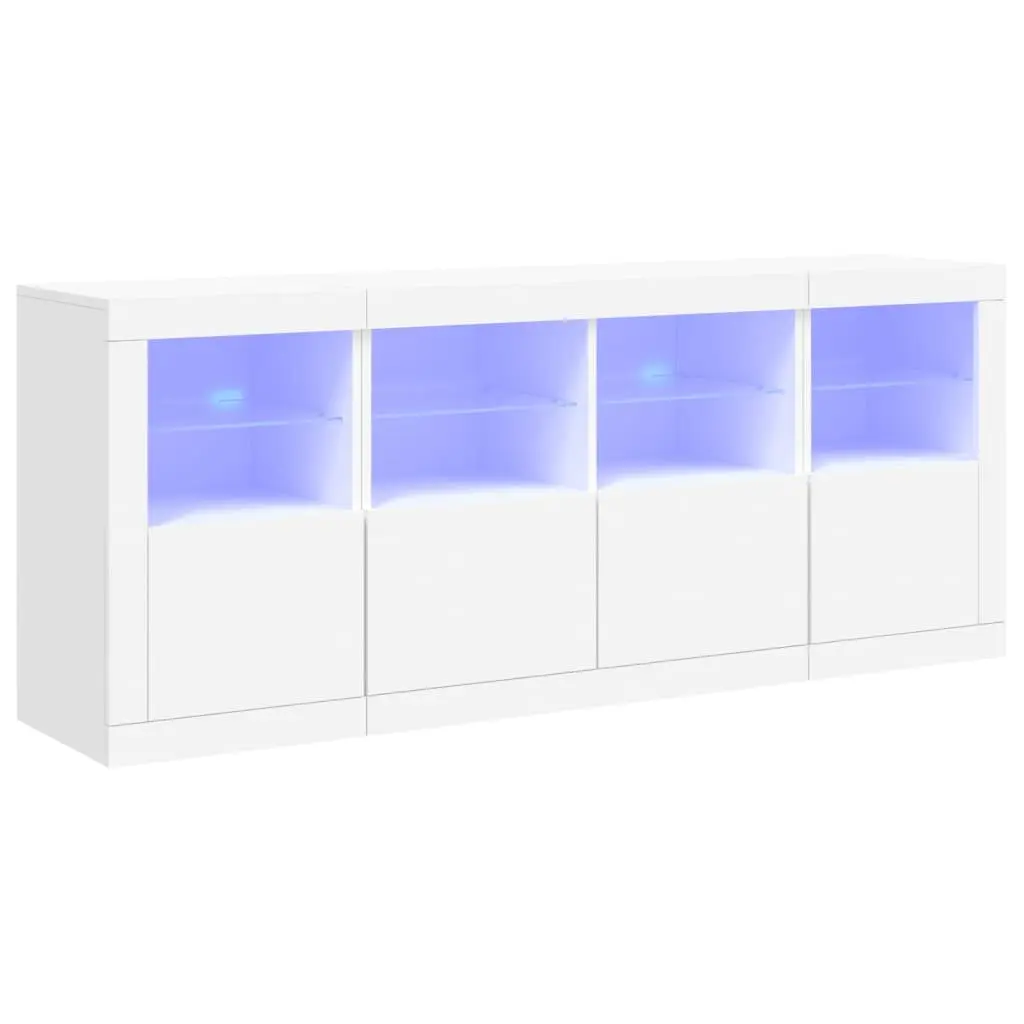 White Sideboard Modern RGB LED Lights 163x37x67cm Engineered Wood