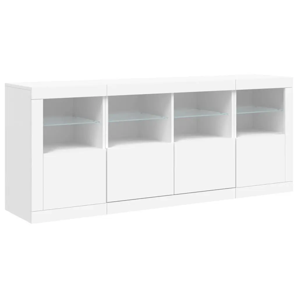 White Sideboard Modern RGB LED Lights 163x37x67cm Engineered Wood