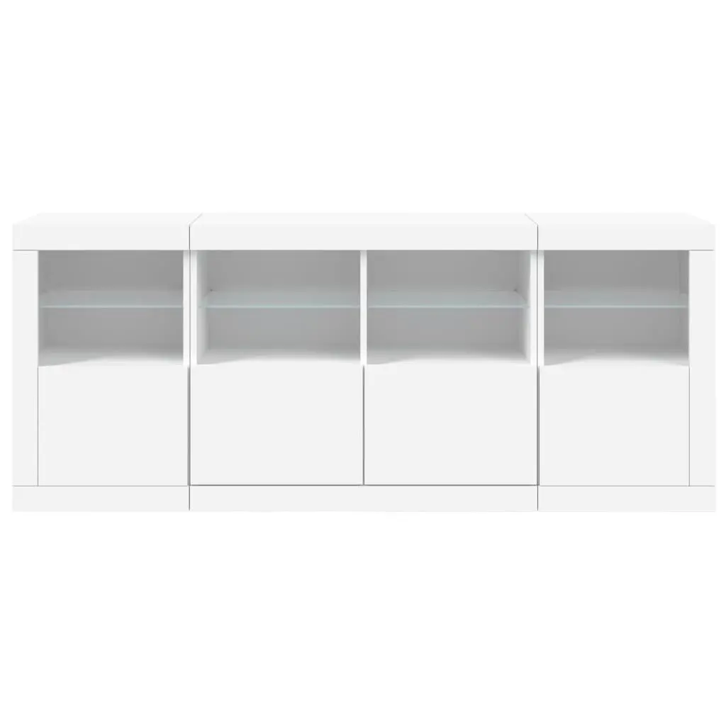 White Sideboard Modern RGB LED Lights 163x37x67cm Engineered Wood