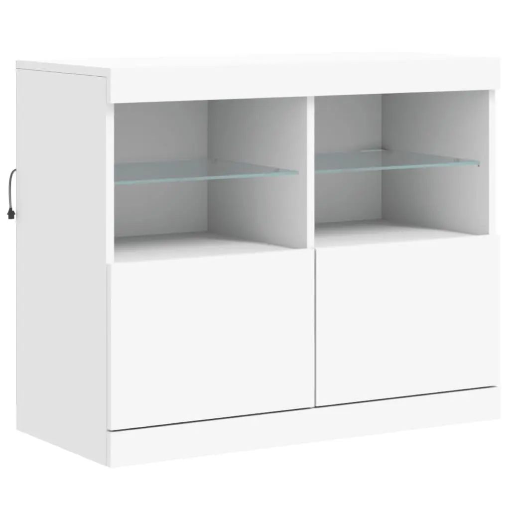 White Sideboard Modern RGB LED Lights 163x37x67cm Engineered Wood