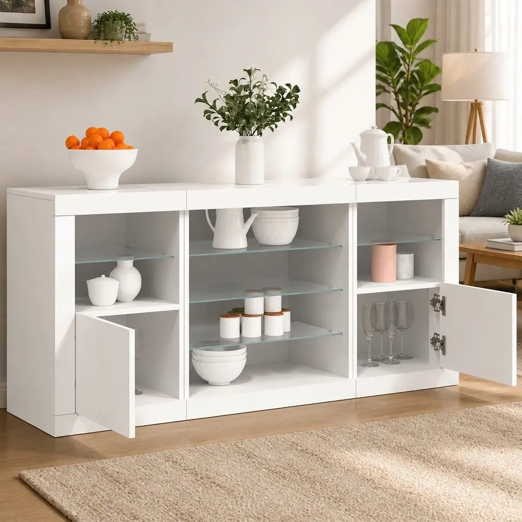 White Sideboard with RGB LED Lights
