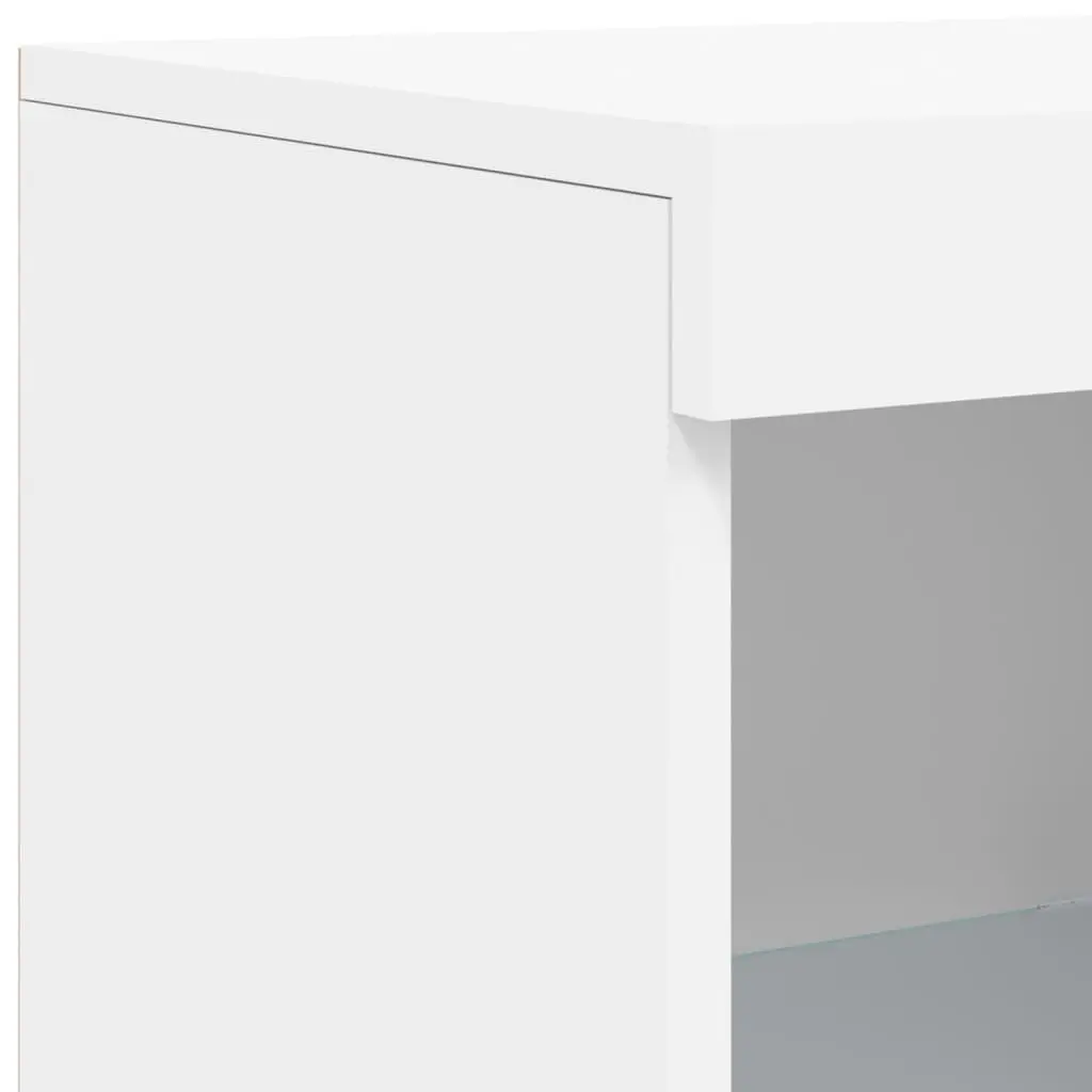 Sideboards RGB LED Lights 3 Pieces White Engineered Wood Storage Cabinet Buffet Furniture