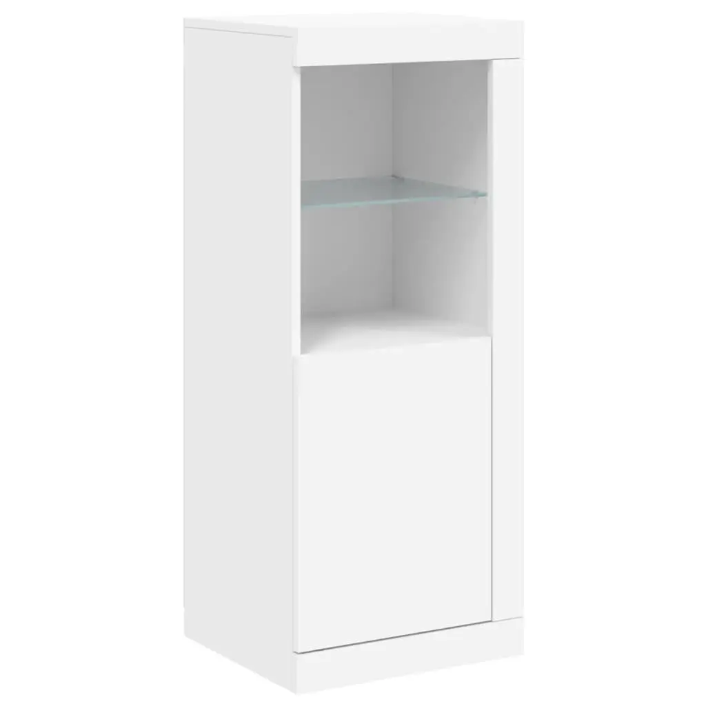 Sideboards RGB LED Lights 3 Pieces White Engineered Wood Storage Cabinet Buffet Furniture