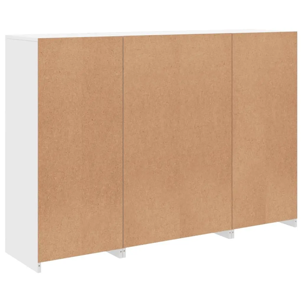 Sideboards RGB LED Lights 3 Pieces White Engineered Wood Storage Cabinet Buffet Furniture
