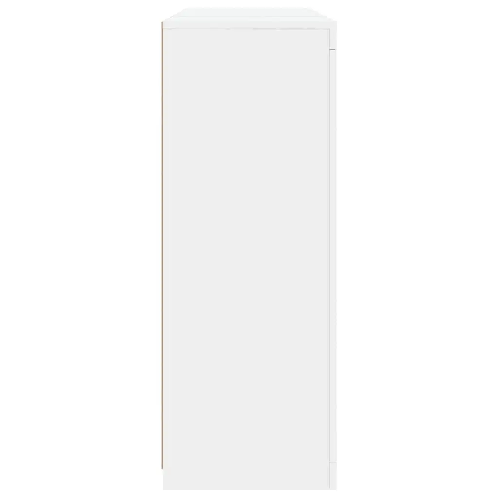Sideboards RGB LED Lights 3 Pieces White Engineered Wood Storage Cabinet Buffet Furniture
