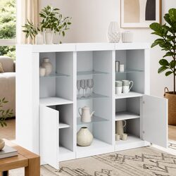 Elegant White Sideboard Cabinets with RGB LED Lights