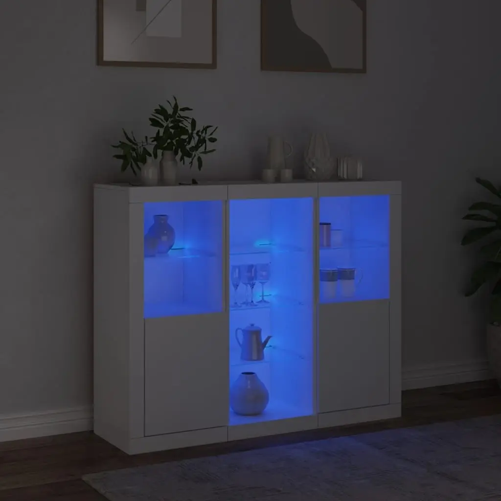 White Sideboard Cabinets with RGB LED Lights