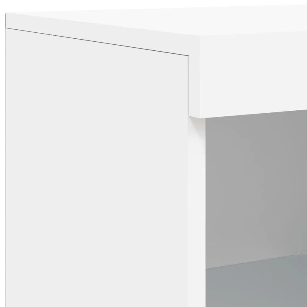 White Sideboards RGB LED Lights 3 Piece Set Storage Cabinets Engineered Wood