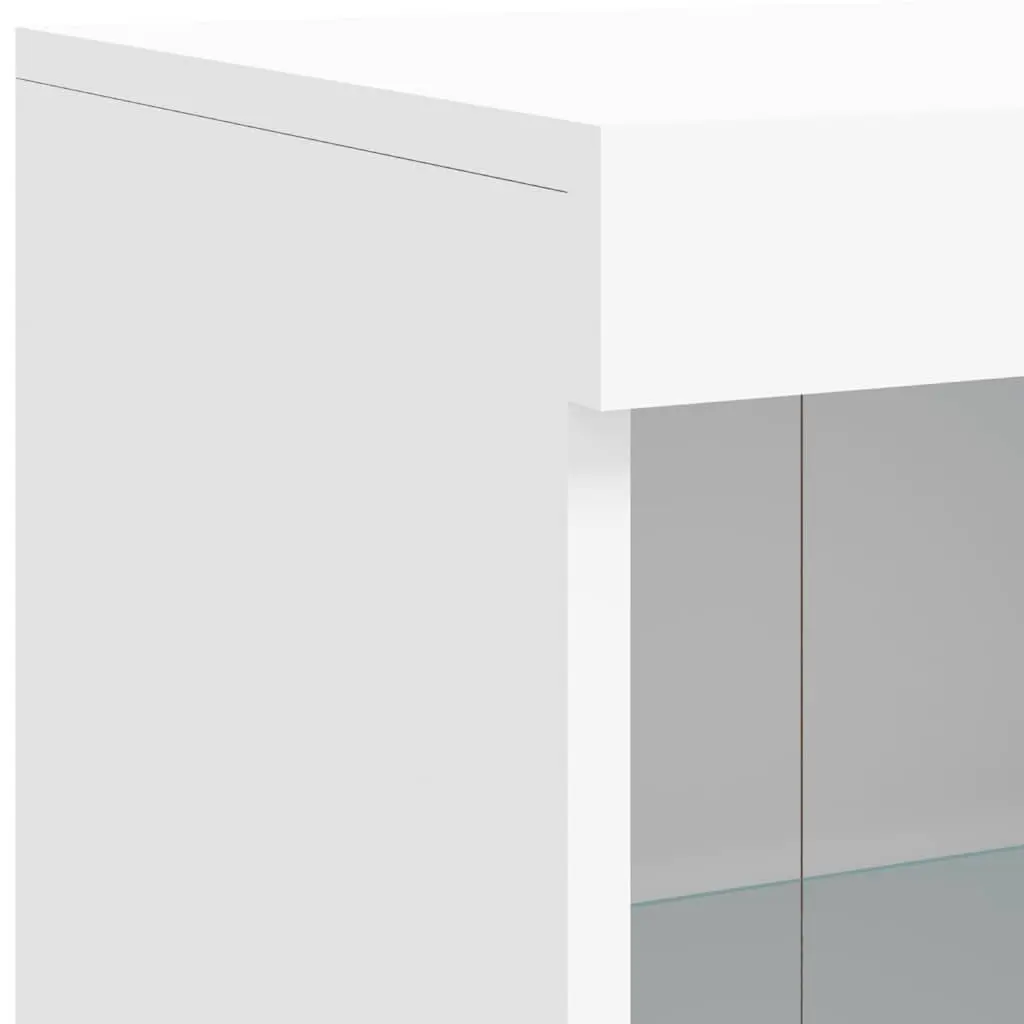 White Sideboards RGB LED Lights 3 Piece Set Storage Cabinets Engineered Wood