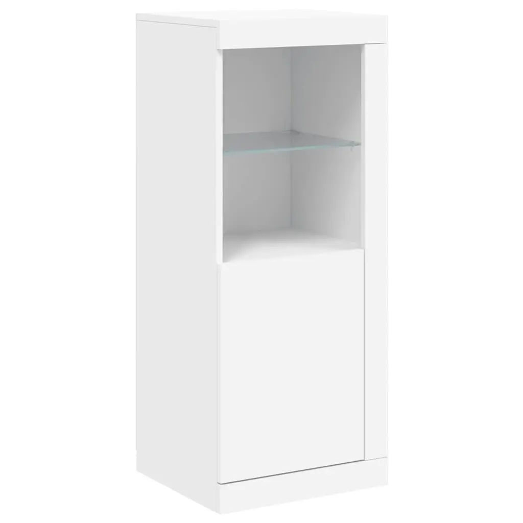 White Sideboards RGB LED Lights 3 Piece Set Storage Cabinets Engineered Wood