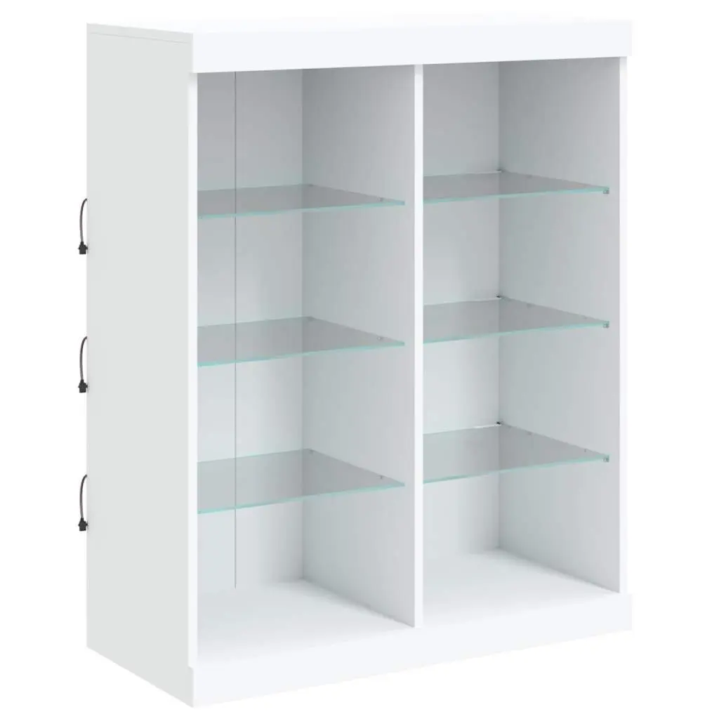 White Sideboards RGB LED Lights 3 Piece Set Storage Cabinets Engineered Wood