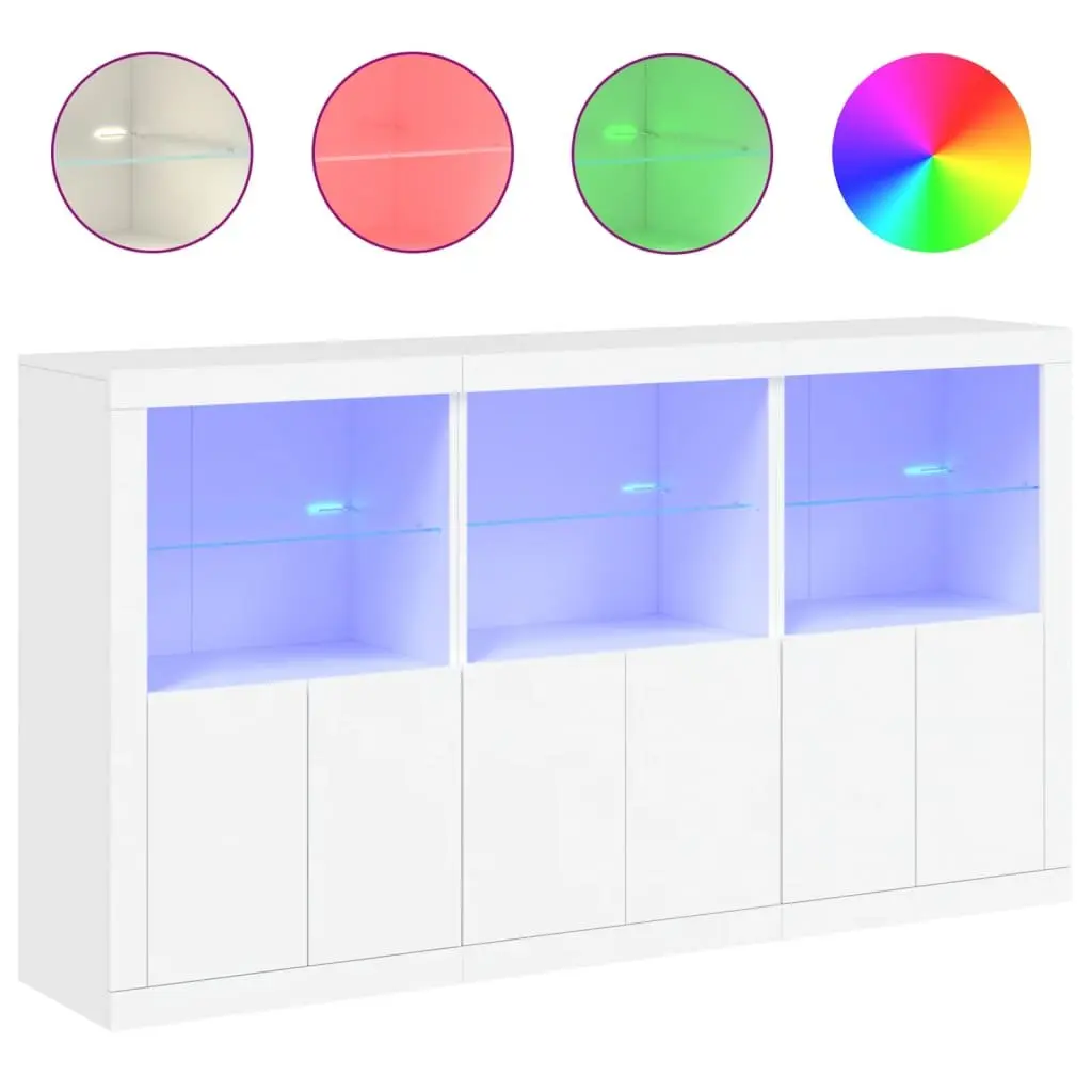 Sideboard Cabinet White Modern 181.5 x 37 x 100 cm Engineered Wood with RGB LED Lights
