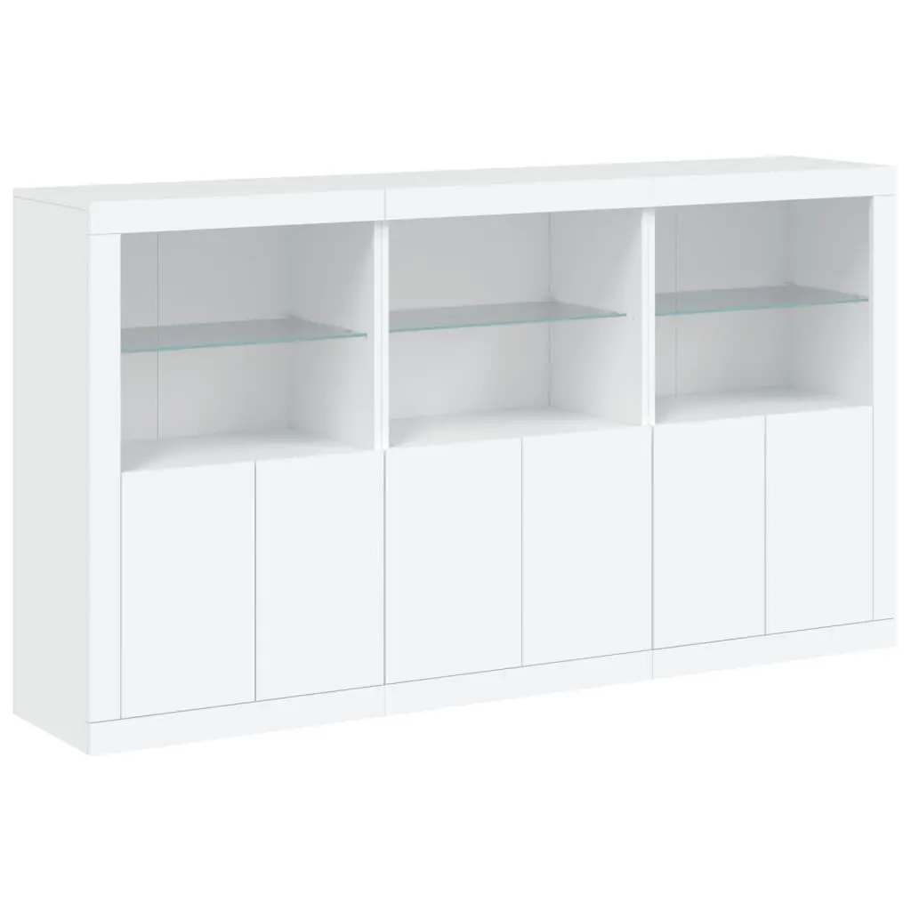 Sideboard Cabinet White Modern 181.5 x 37 x 100 cm Engineered Wood with RGB LED Lights