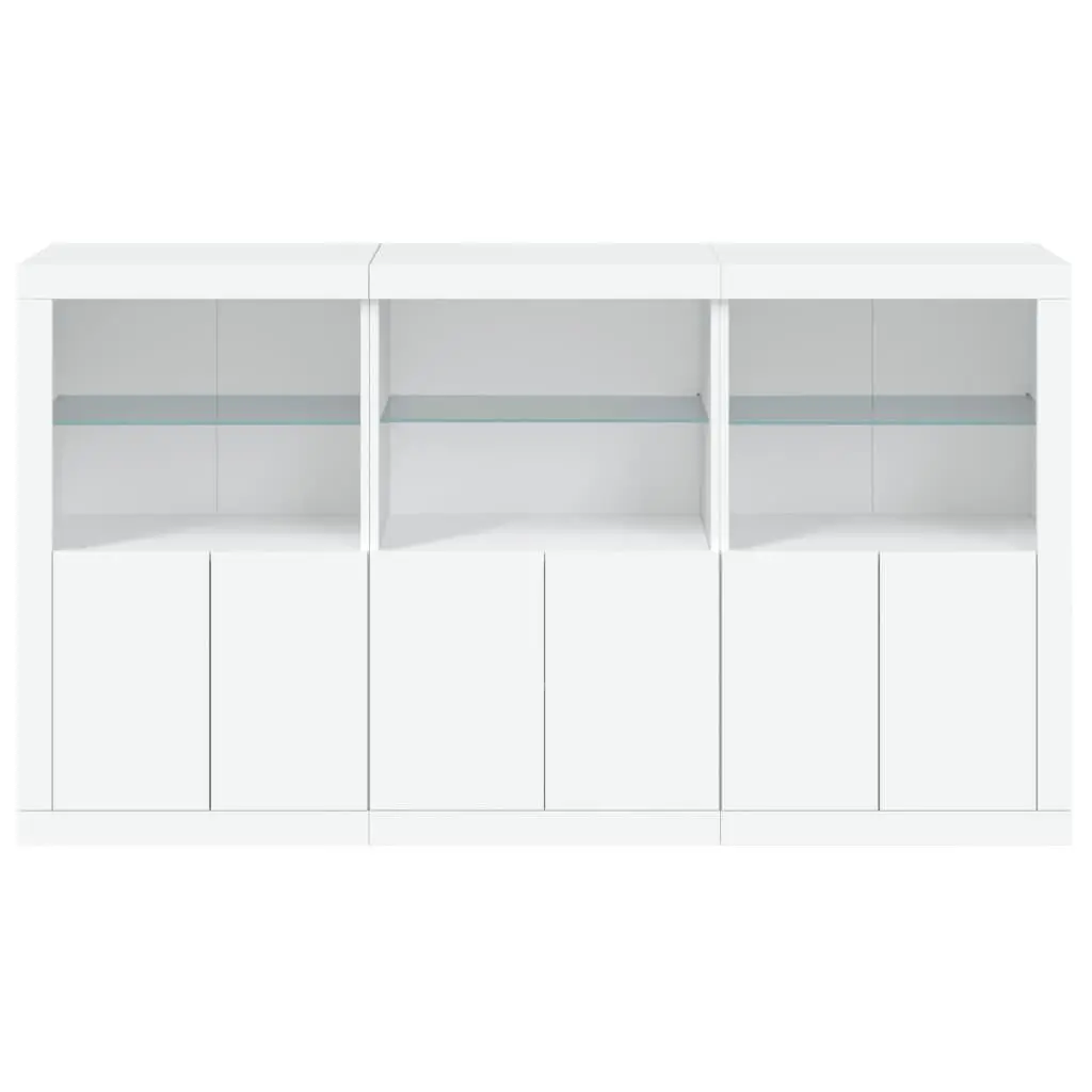 Sideboard Cabinet White Modern 181.5 x 37 x 100 cm Engineered Wood with RGB LED Lights