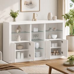 White Sideboard Cabinet with RGB LED Lighting