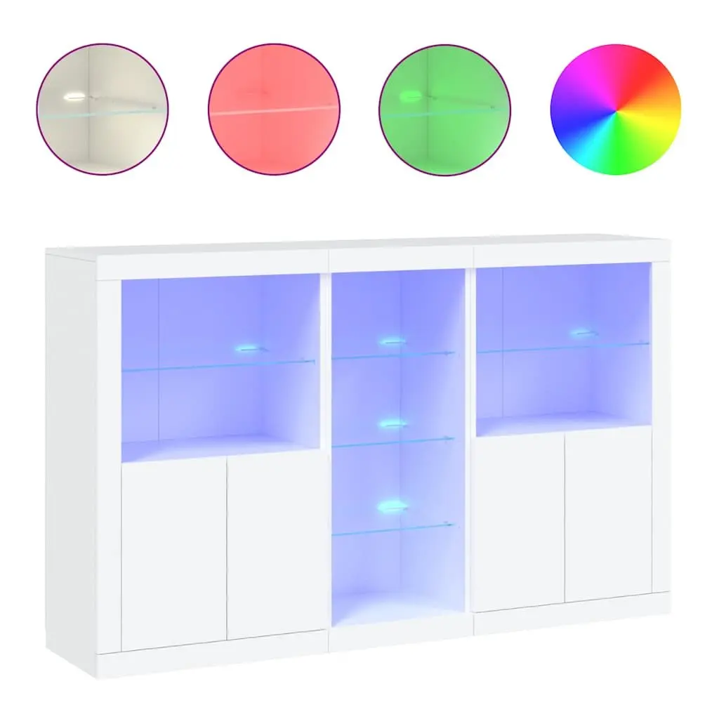 Sideboard Cabinet White Modern 162cm Engineered Wood with RGB LED Lights
