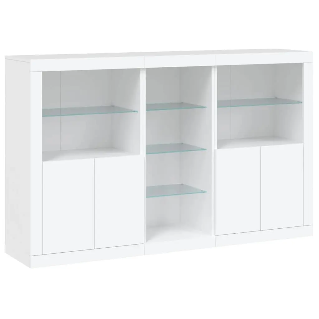 Sideboard Cabinet White Modern 162cm Engineered Wood with RGB LED Lights