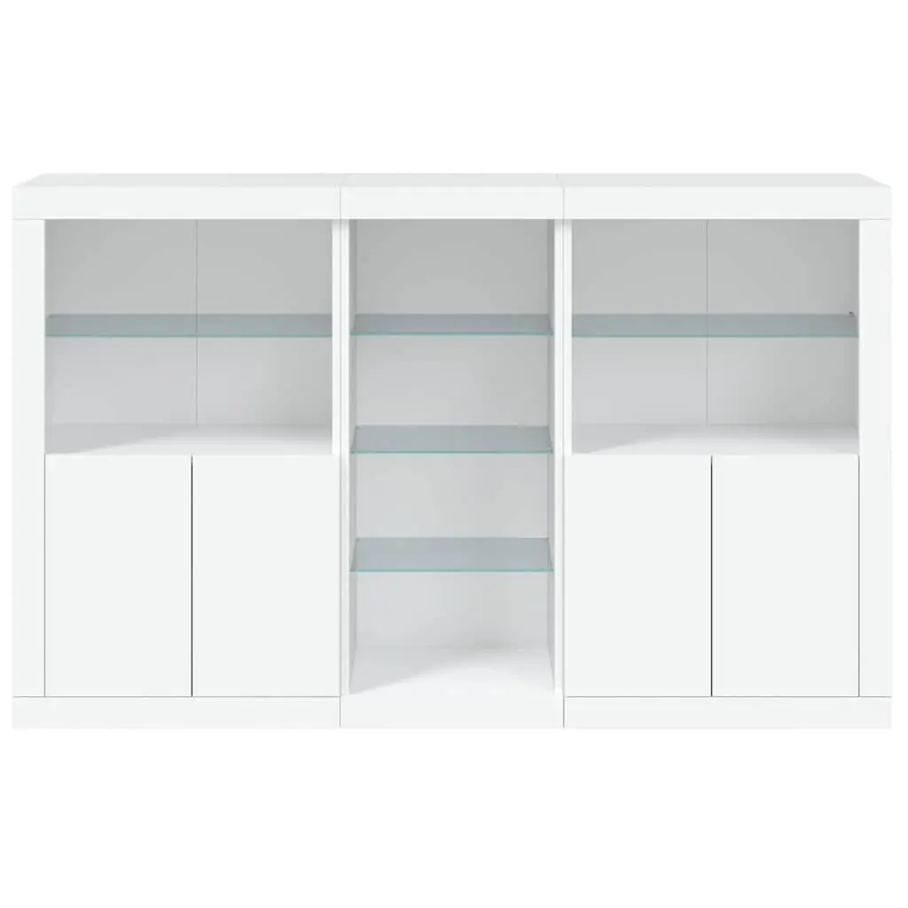 Sideboard Cabinet White Modern 162cm Engineered Wood with RGB LED Lights