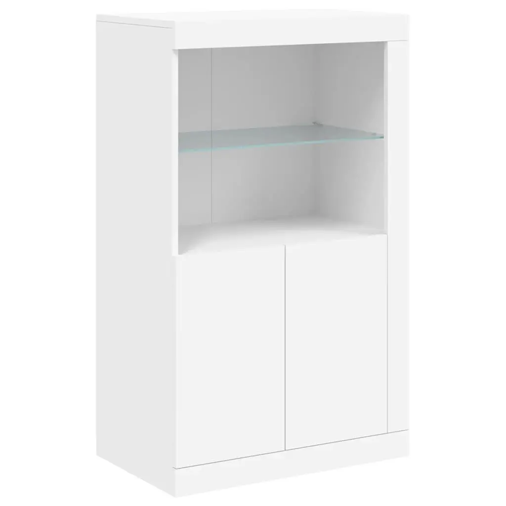 Sideboard Cabinet White Modern 162cm Engineered Wood with RGB LED Lights