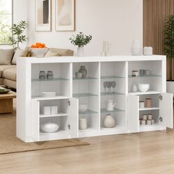 White Sideboard Cabinet with LED Lights for Cozy Spaces