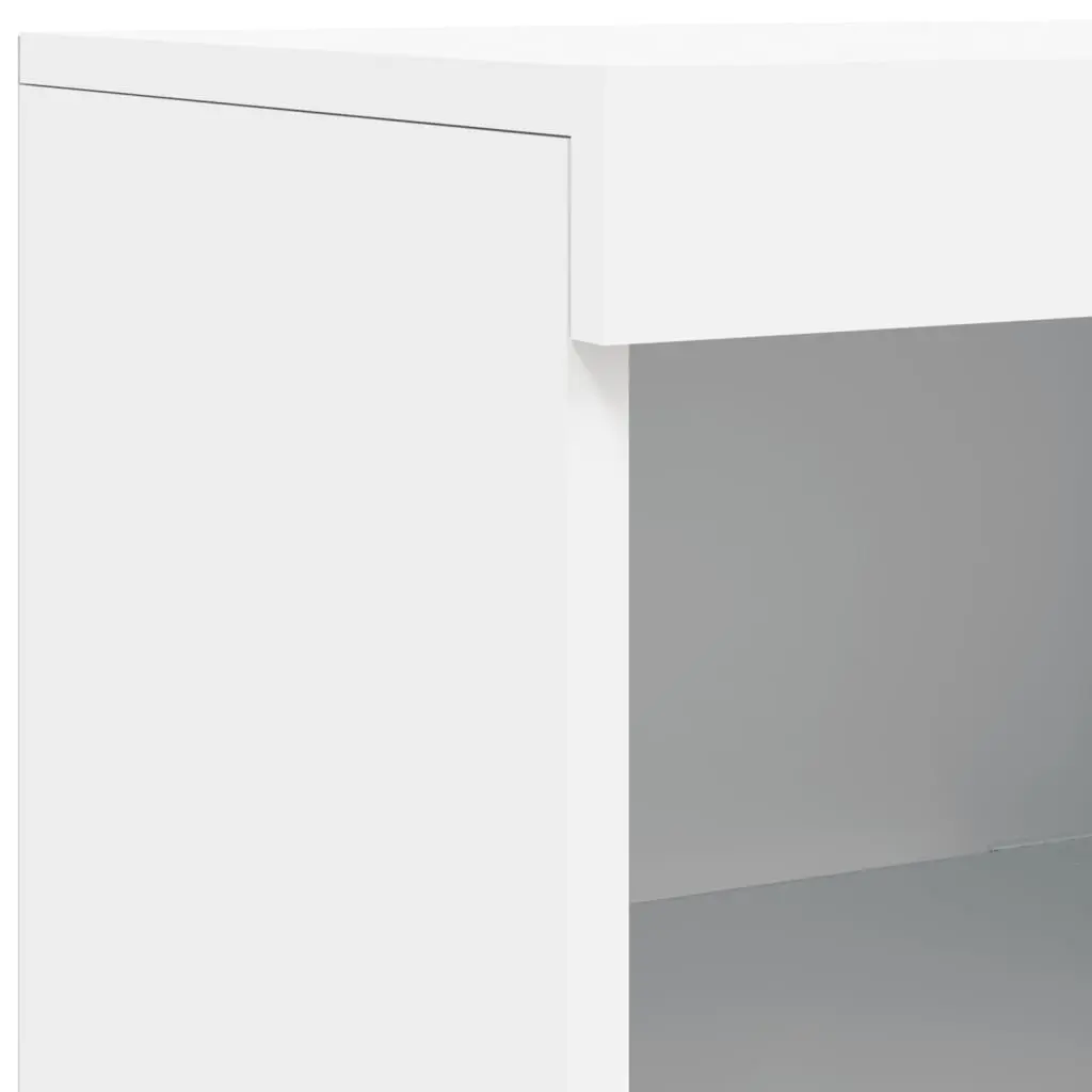 Sideboard Cabinet Modern White RGB LED Lights Storage Engineered Wood 202x37x100 cm