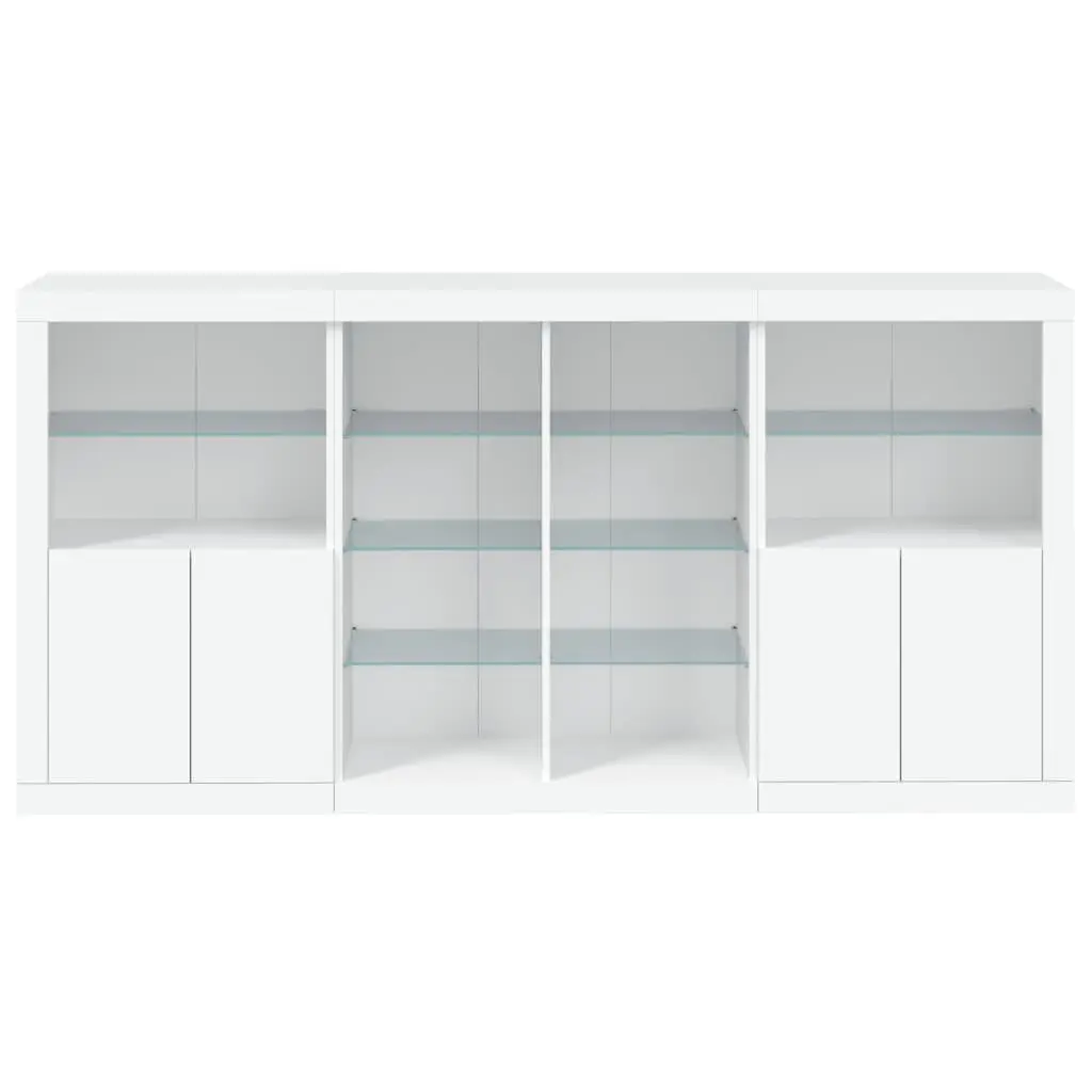 Sideboard Cabinet Modern White RGB LED Lights Storage Engineered Wood 202x37x100 cm