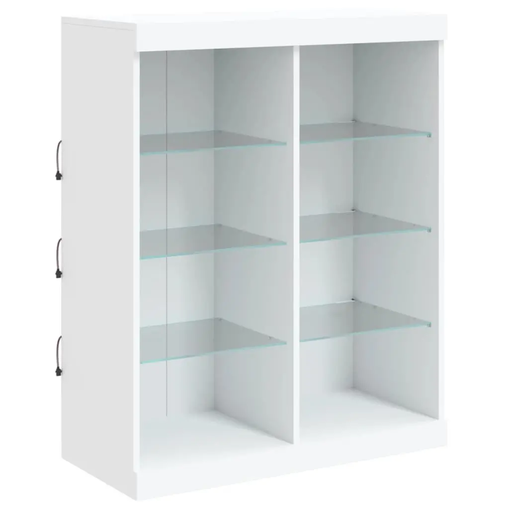 Sideboard Cabinet Modern White RGB LED Lights Storage Engineered Wood 202x37x100 cm