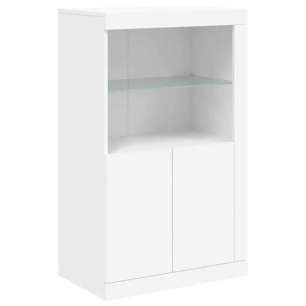 Sideboard Cabinet Modern White RGB LED Lights Storage Engineered Wood 202x37x100 cm