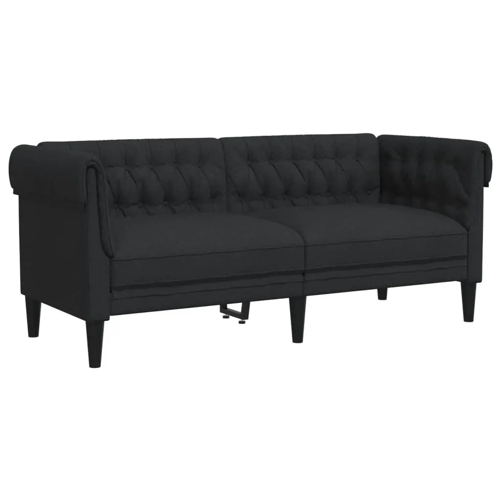 2 Piece Black Fabric Sofa Set Living Room Lounge Seating Modern Design
