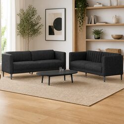 Stylish Black Fabric Sofa Set for Cozy Living Rooms