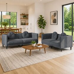 Grey Velvet 2 Piece Sofa Set for Cozy Living Rooms