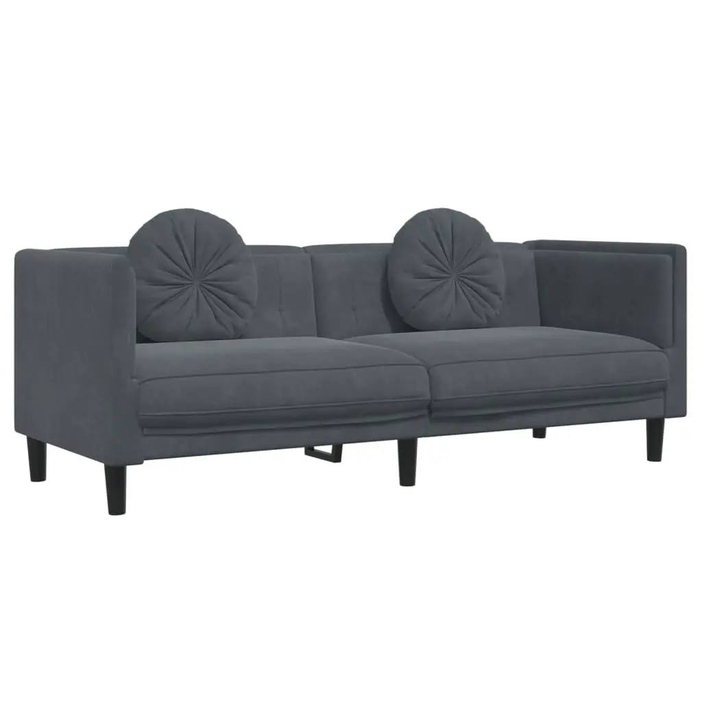 2 Piece Sofa Set Grey Velvet Living Room Furniture Comfortable Seating with