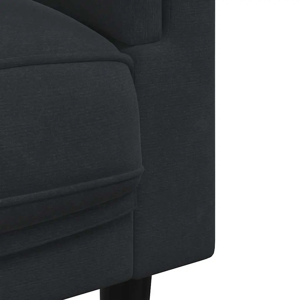 Black Velvet Upholstered Sofa Set 2 Piece Living Room Furniture