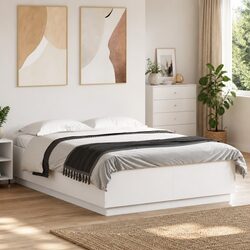 White Bed Frame with RGB LED Lights 150x200 cm