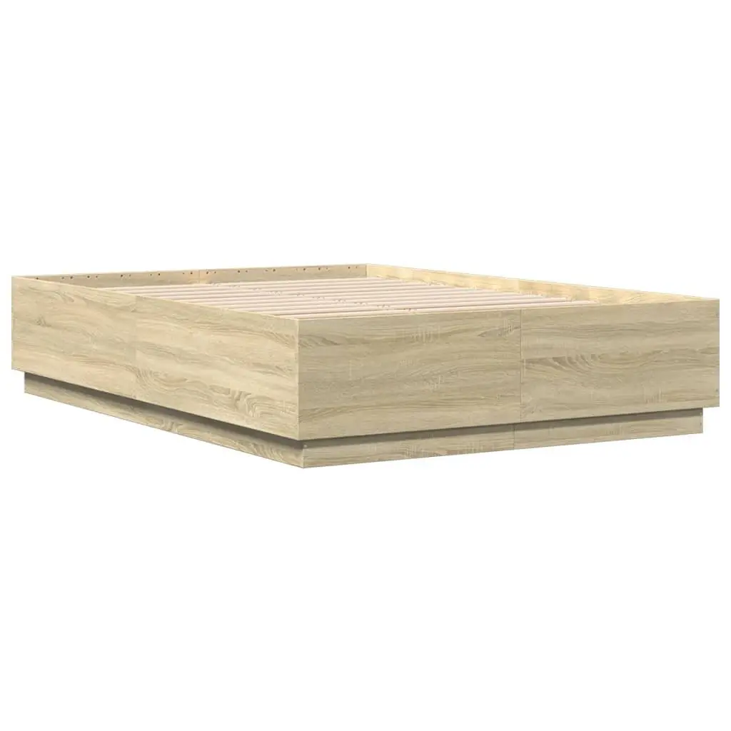 Sonoma Oak Bed Frame with RGB LED Lights 150x200cm