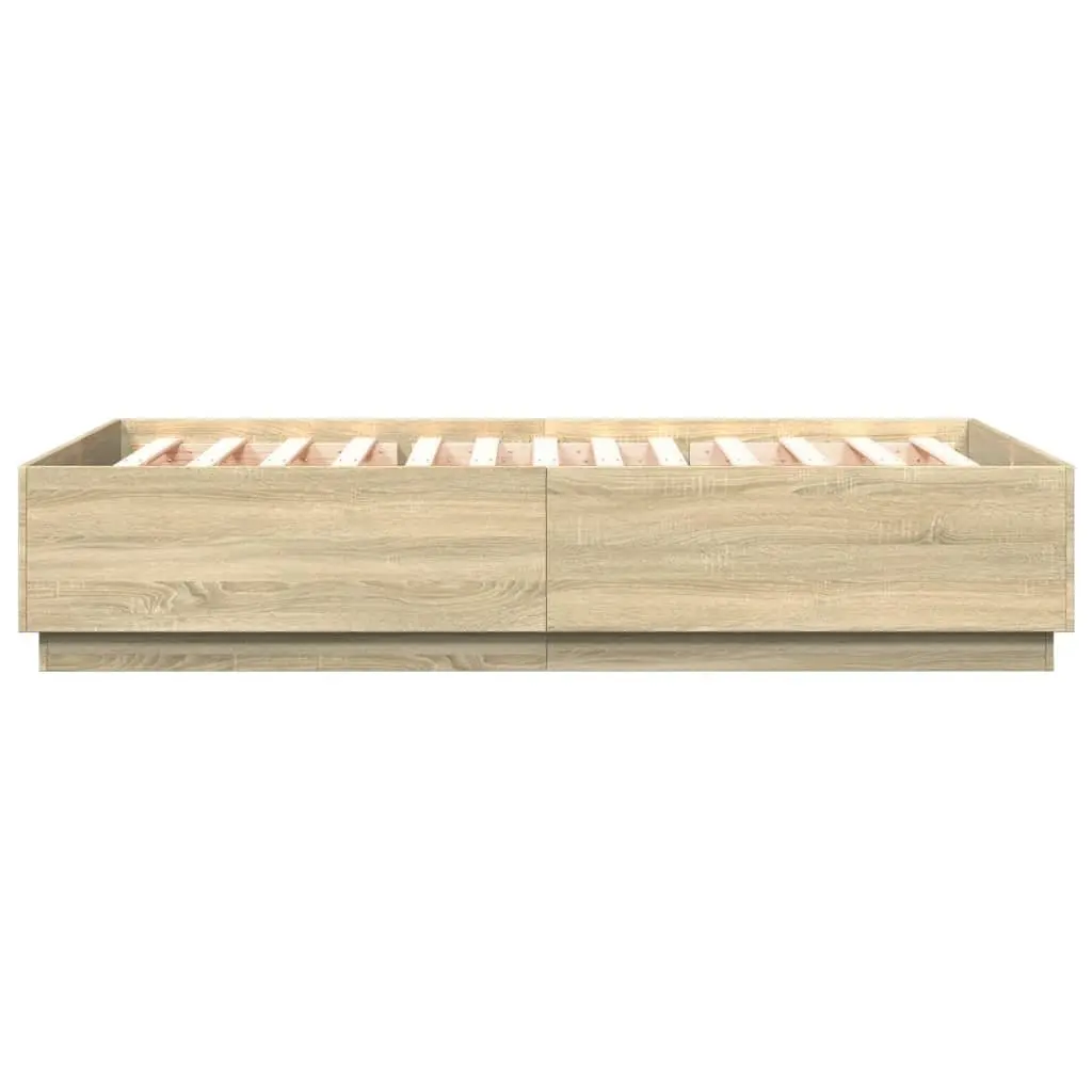Sonoma Oak Bed Frame with RGB LED Lights 150x200cm