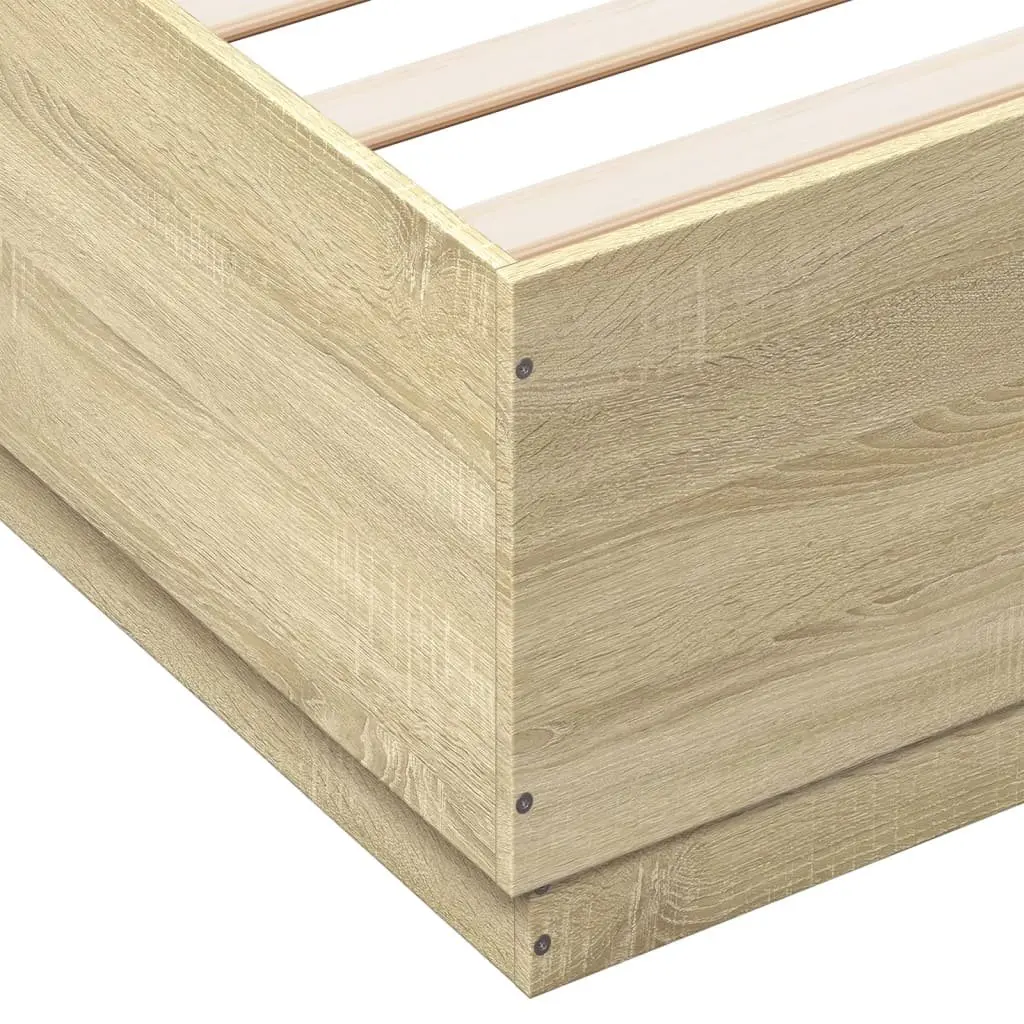 Sonoma Oak Bed Frame with RGB LED Lights 150x200cm