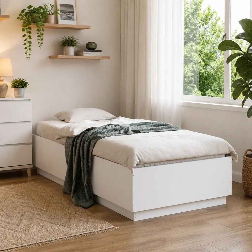White LED Bed Frame 90x190 cm
