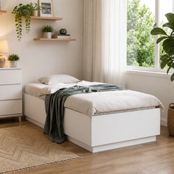 Contemporary White LED Bed Frame 90x190 cm
