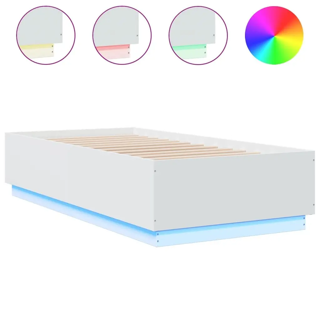 White LED Bed Frame 90x190 cm