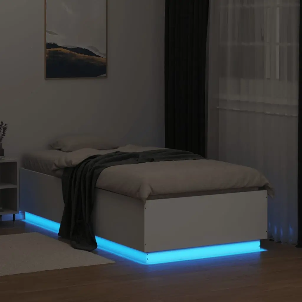 White LED Bed Frame 90x190 cm