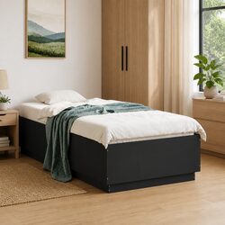 Bed Frame with RGB LED Lights and Slatted Base 90x190 cm