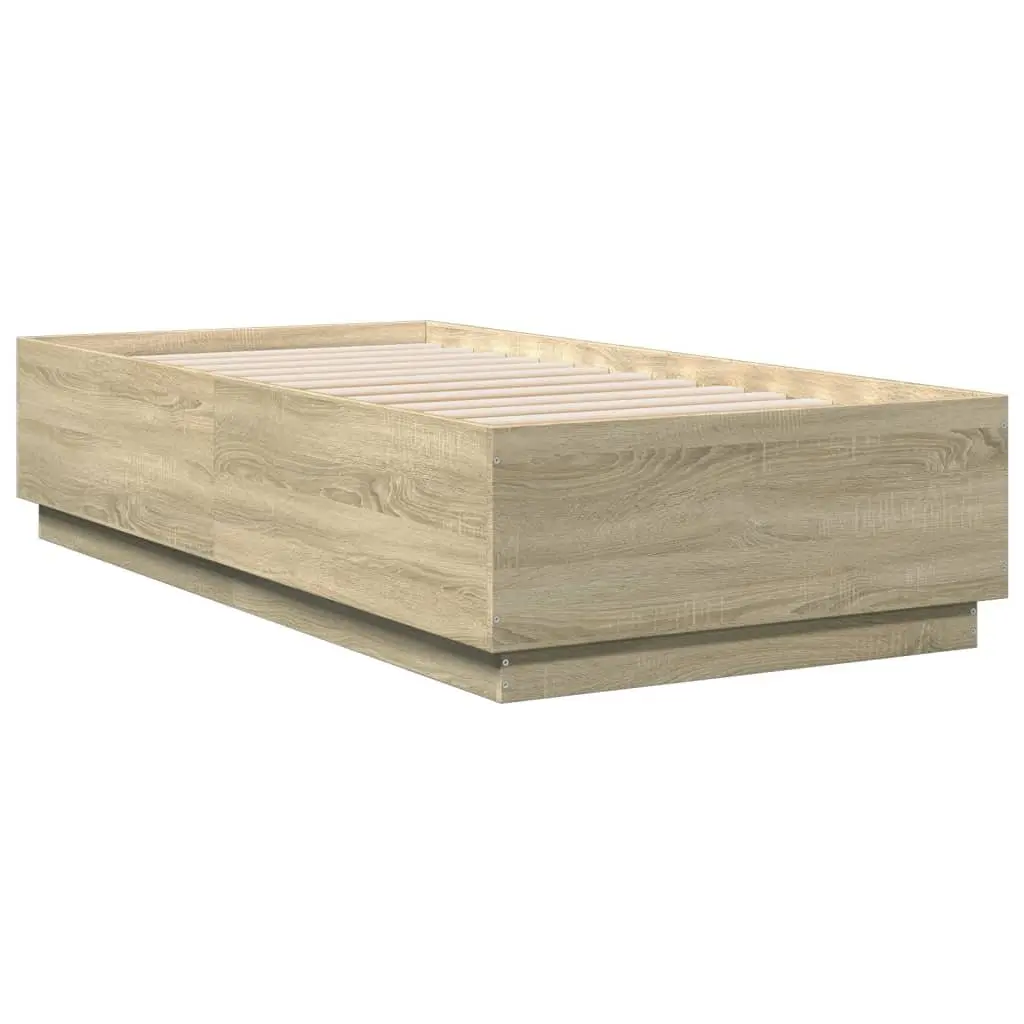 Sonoma Oak Bed Frame with RGB LED Lights 90x190cm