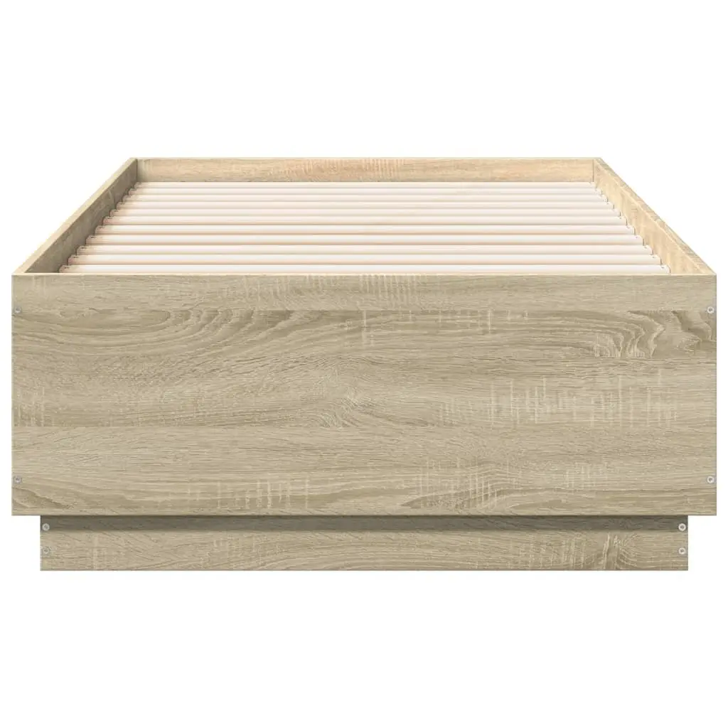 Sonoma Oak Bed Frame with RGB LED Lights 90x190cm