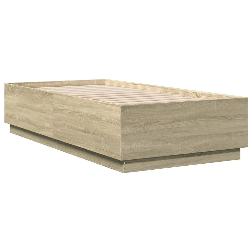 Sonoma Oak Bed Frame with RGB LED Lights 90x190cm